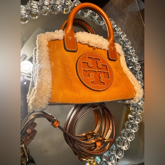 Tory Burch Ella Mini Leather & Shearling Tote. - Picture 11 of 14